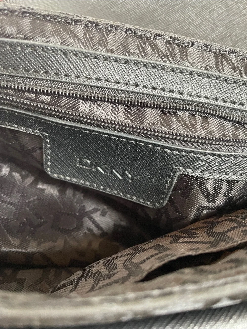 Dkny Black Crossbody Bag with Gold Plaque and hardware
